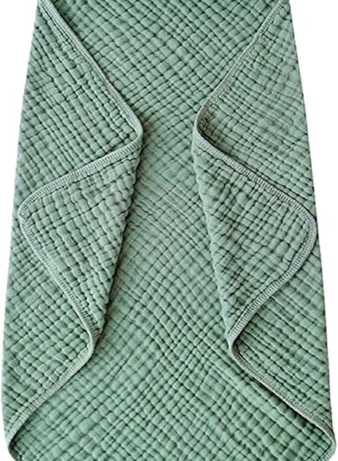 منشفة الأطفال ذات القلنسوة باللون الأخضر الداكن 35 × 35 بوصة، رداء حمام سريع الجفاف للأعمار من 0 إلى 3 سنوات - Image 1